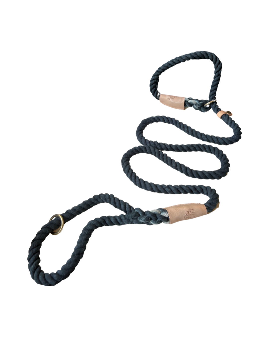 Eco Friendly Organic Cotton Durable Thick Slip Dog Rope Leash with Vegan Leather