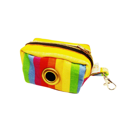 BULPET Dog Rainbow Canvas Poop Bag Holder/ Pet Waste Bag Dispenser /Key Chain and Leash Attachment/Dog gift