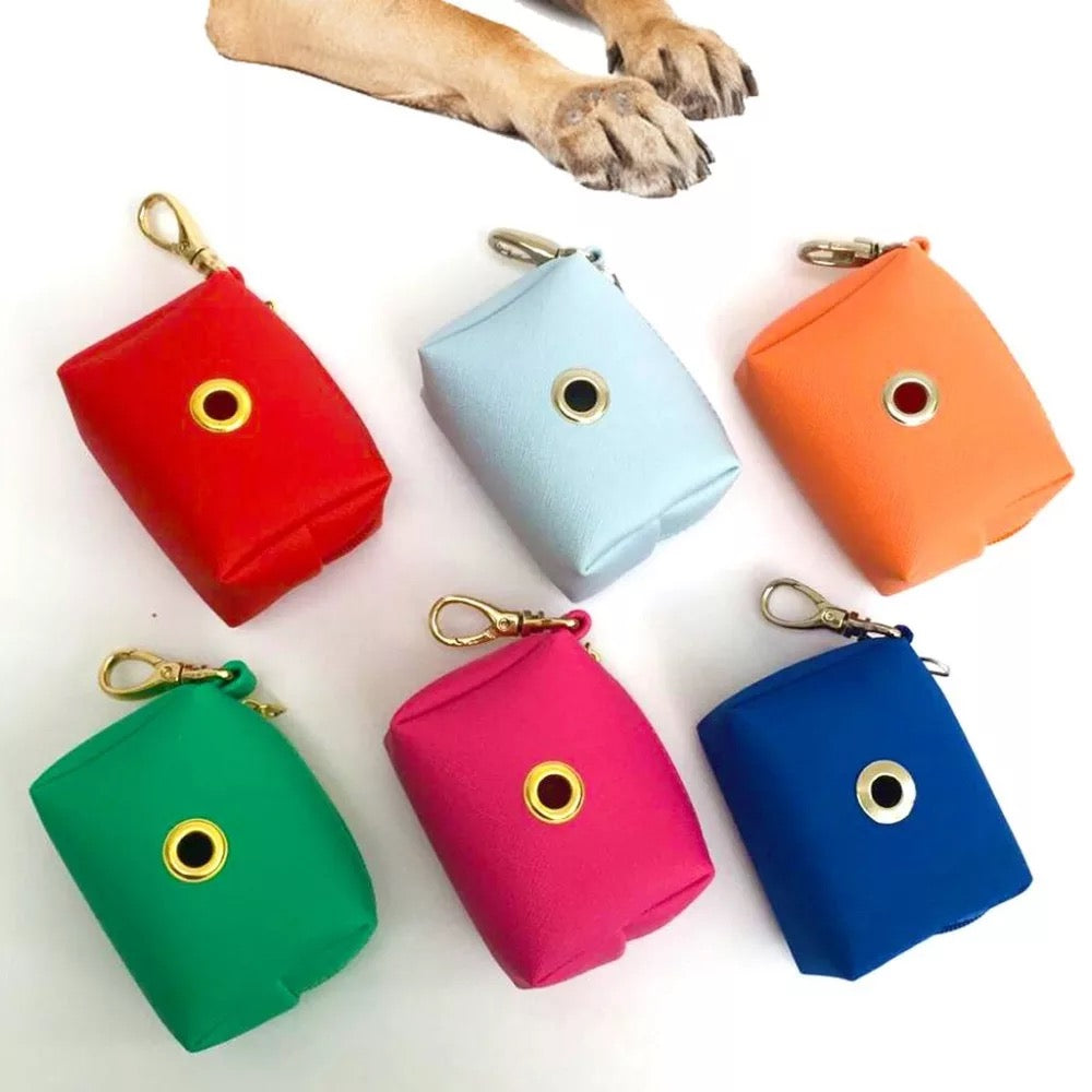 BULPET Faux Leather Waste Dispenser/ Pet Poop Bag Holder/Key Chain and Leash Attachment/Dog gift